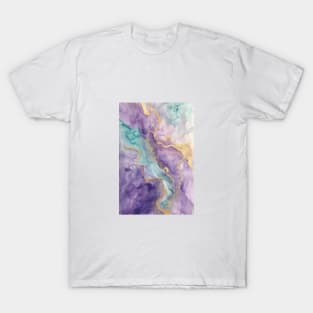 Mint purple gold marble texture pattern 1 T-Shirt